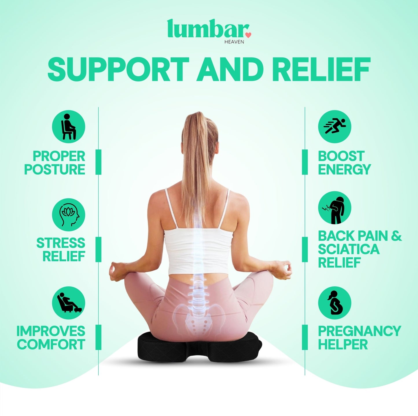 Lumbar Heaven Cooling Memory Foam Seat Cushion - Lumbar Heaven