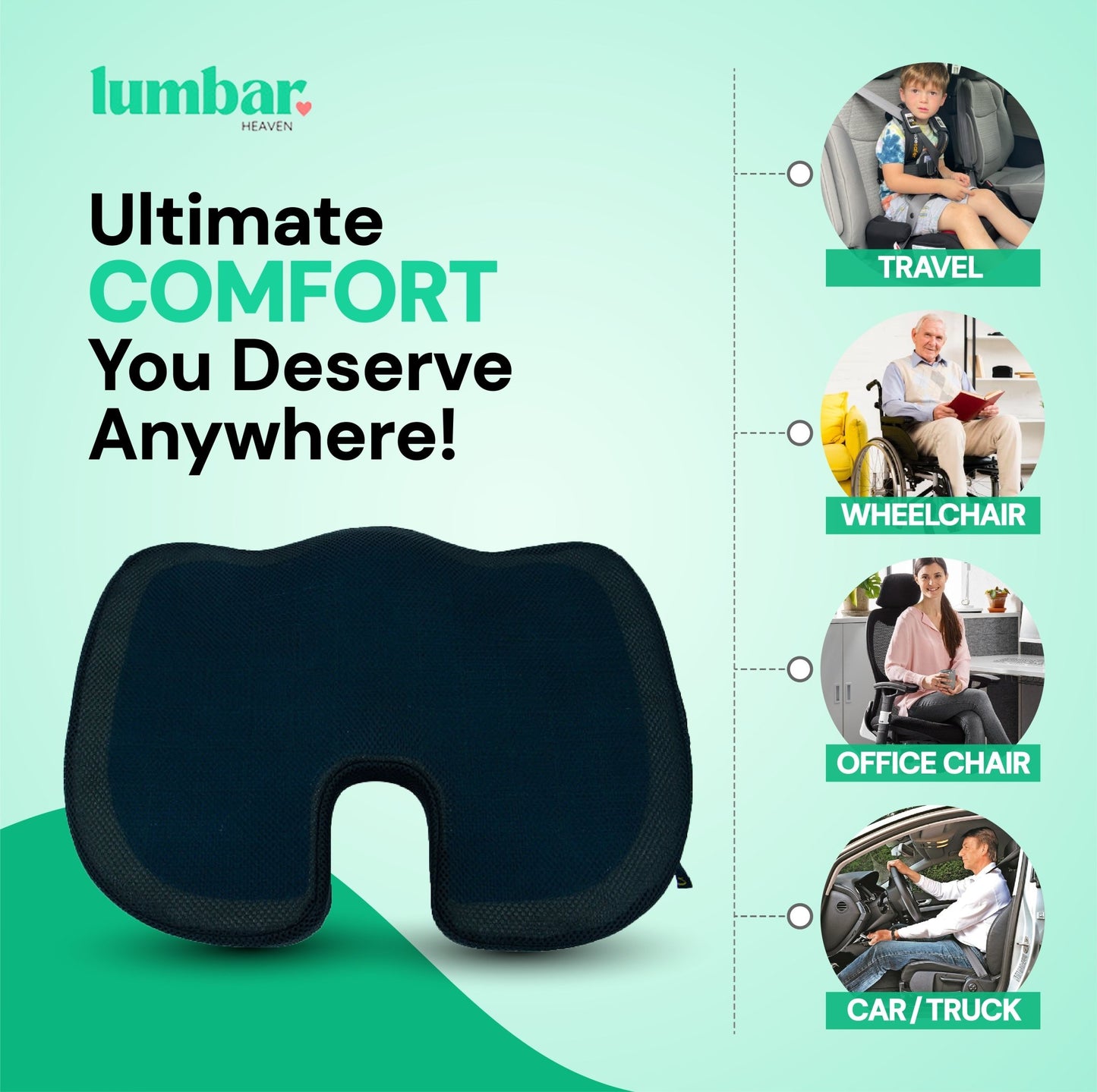 Lumbar Heaven Cooling Memory Foam Seat Cushion - Lumbar Heaven