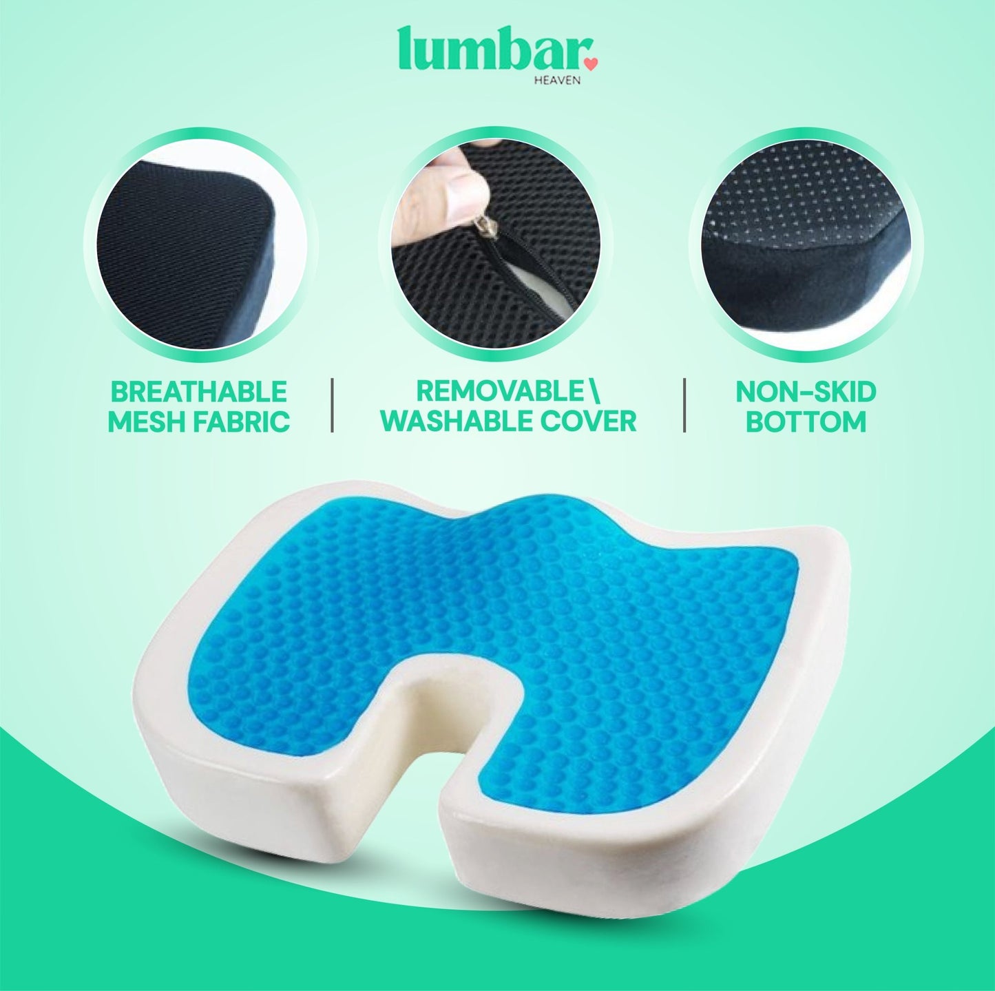 Lumbar Heaven Cooling Memory Foam Seat Cushion - Lumbar Heaven