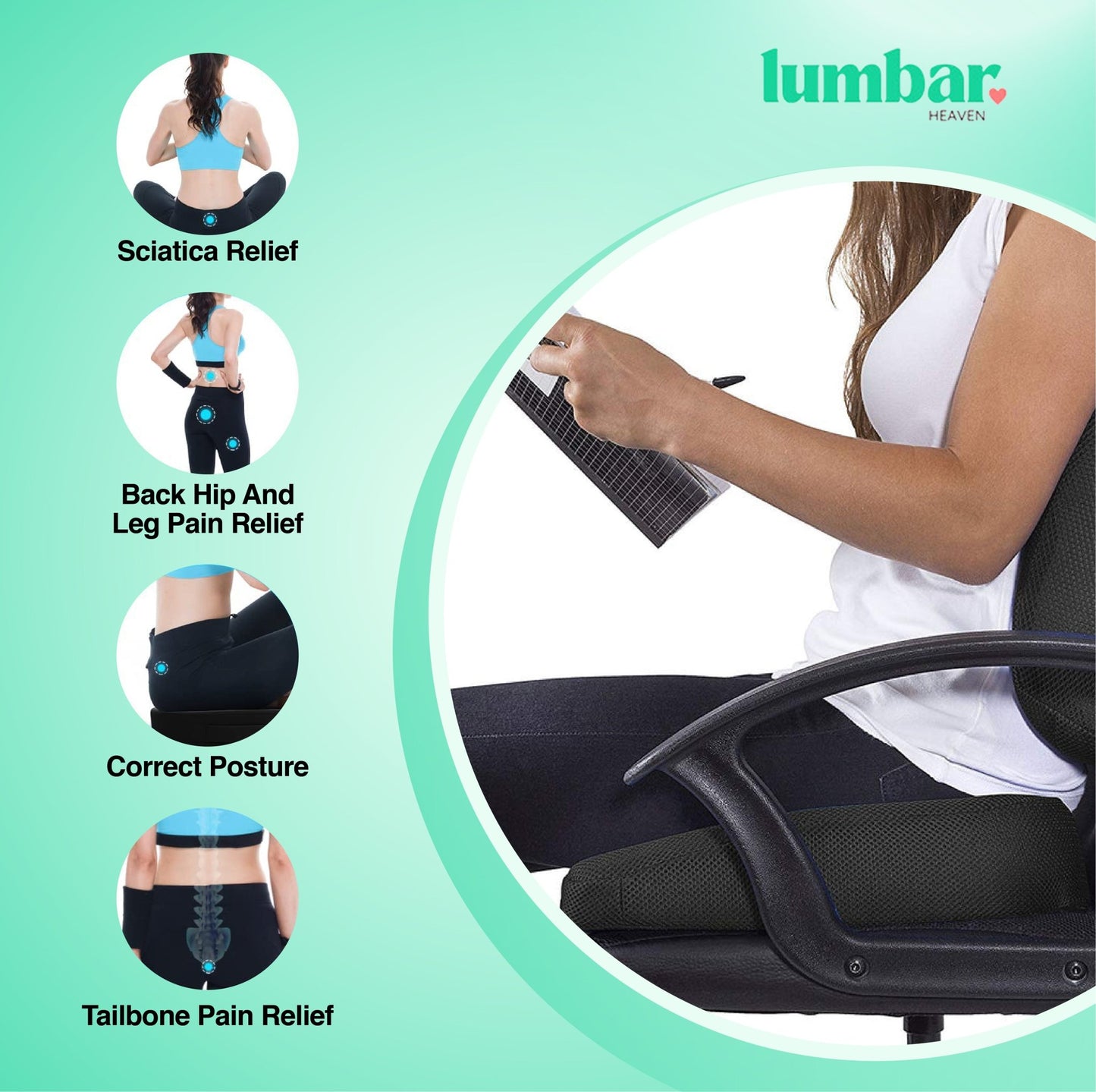 Lumbar Heaven Premium Memory Foam Seat & Lumbar Support Set - Lumbar Heaven