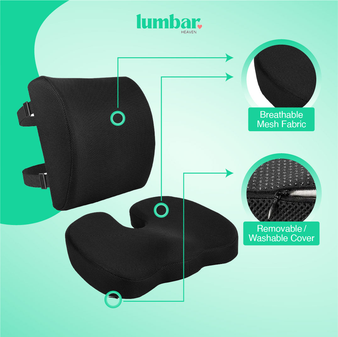 Lumbar Heaven Premium Memory Foam Seat & Lumbar Support Set - Lumbar Heaven