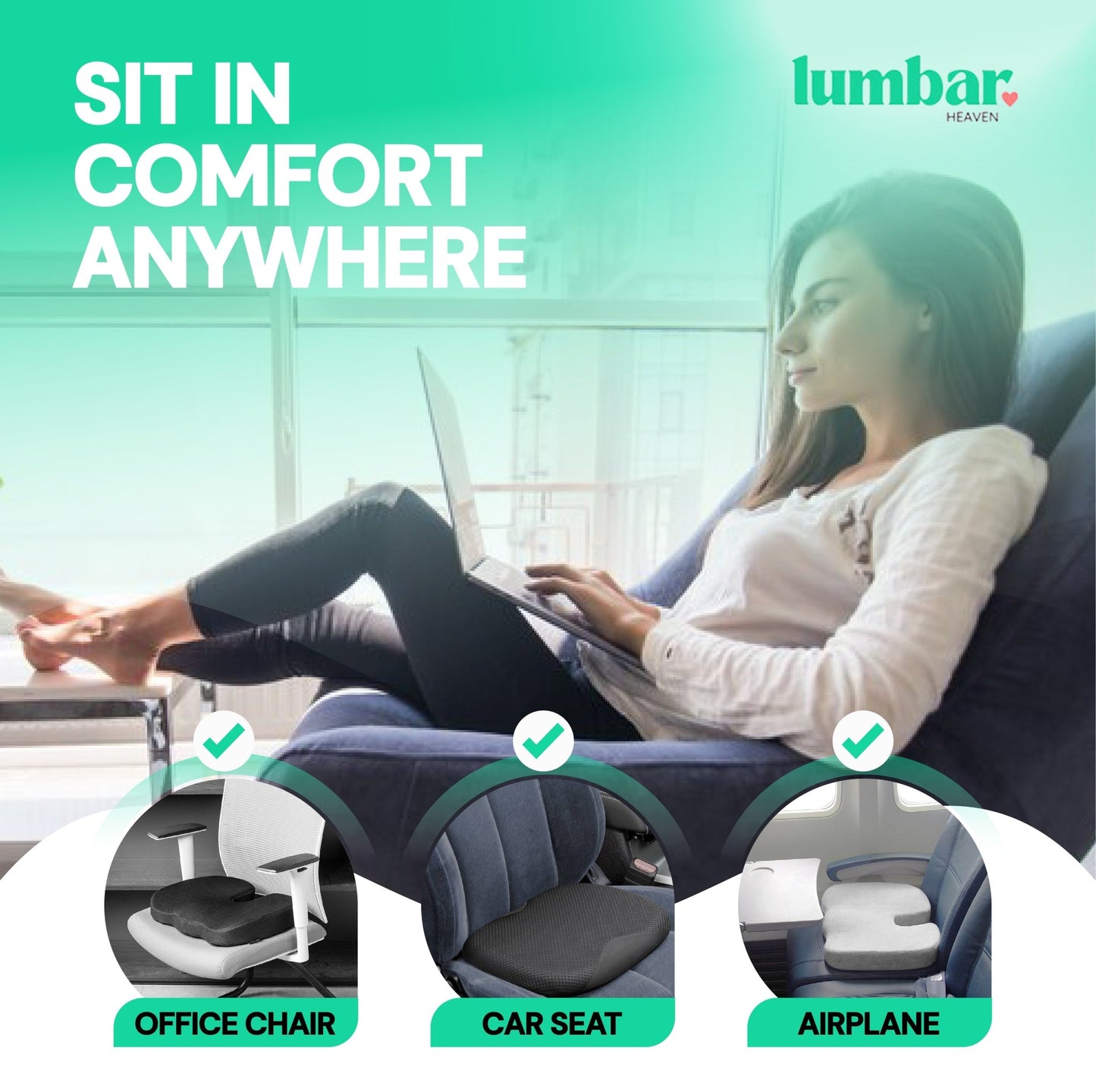 Lumbar Heaven Premium Memory Foam Seat & Lumbar Support Set - Lumbar Heaven