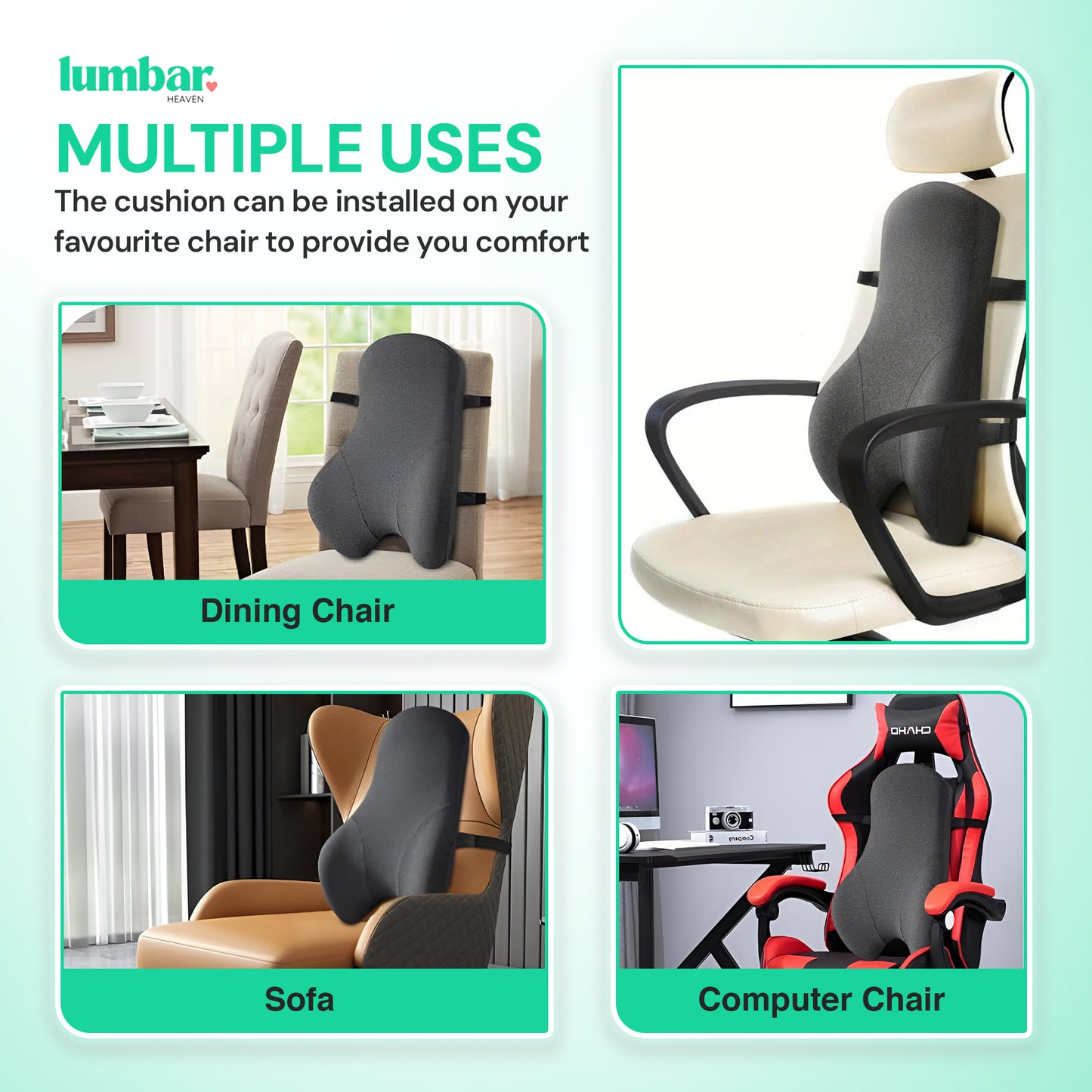 Lumbar Heaven Work From Anywhere Lumbar Support Cushion - Lumbar Heaven