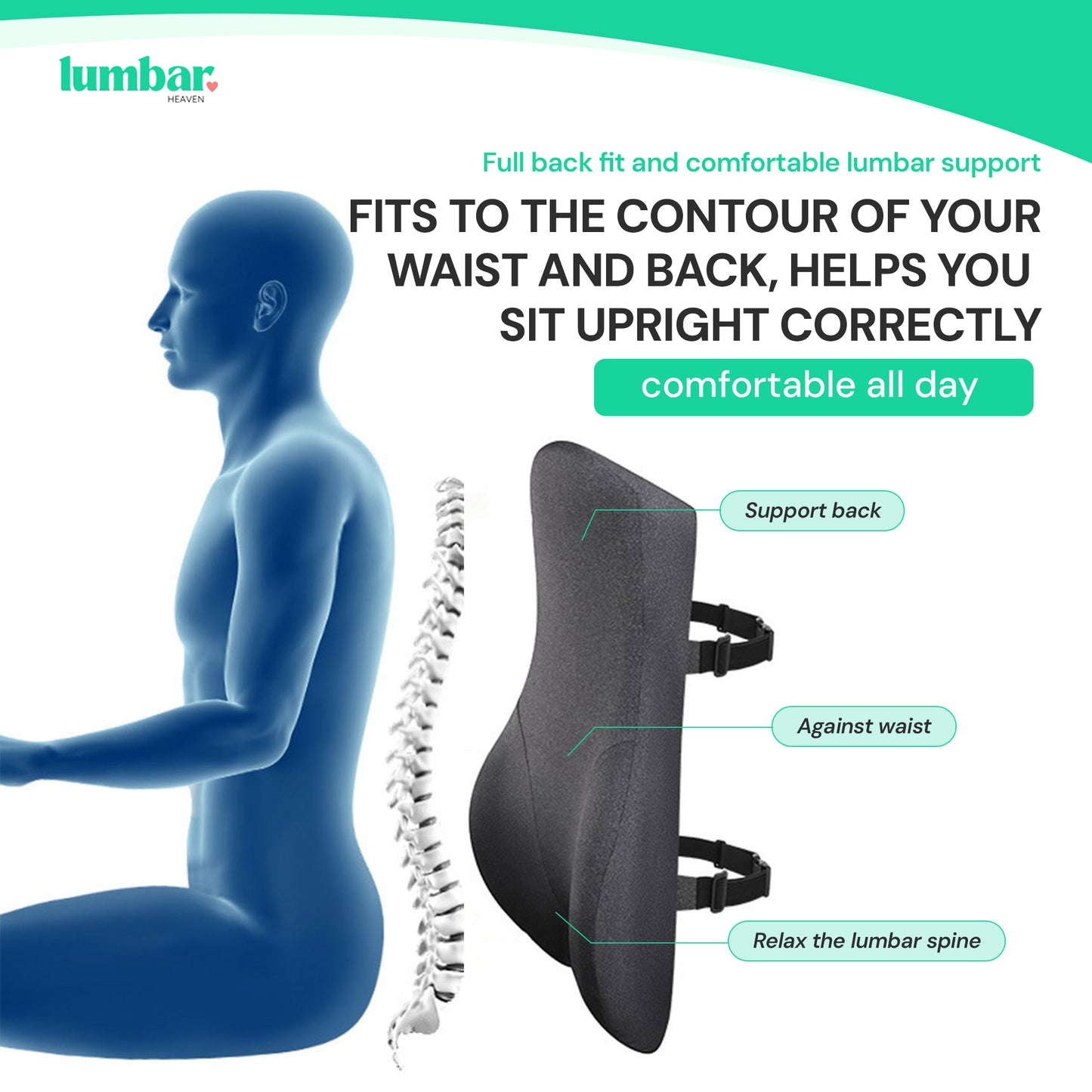 Lumbar Heaven Work From Anywhere Lumbar Support Cushion - Lumbar Heaven