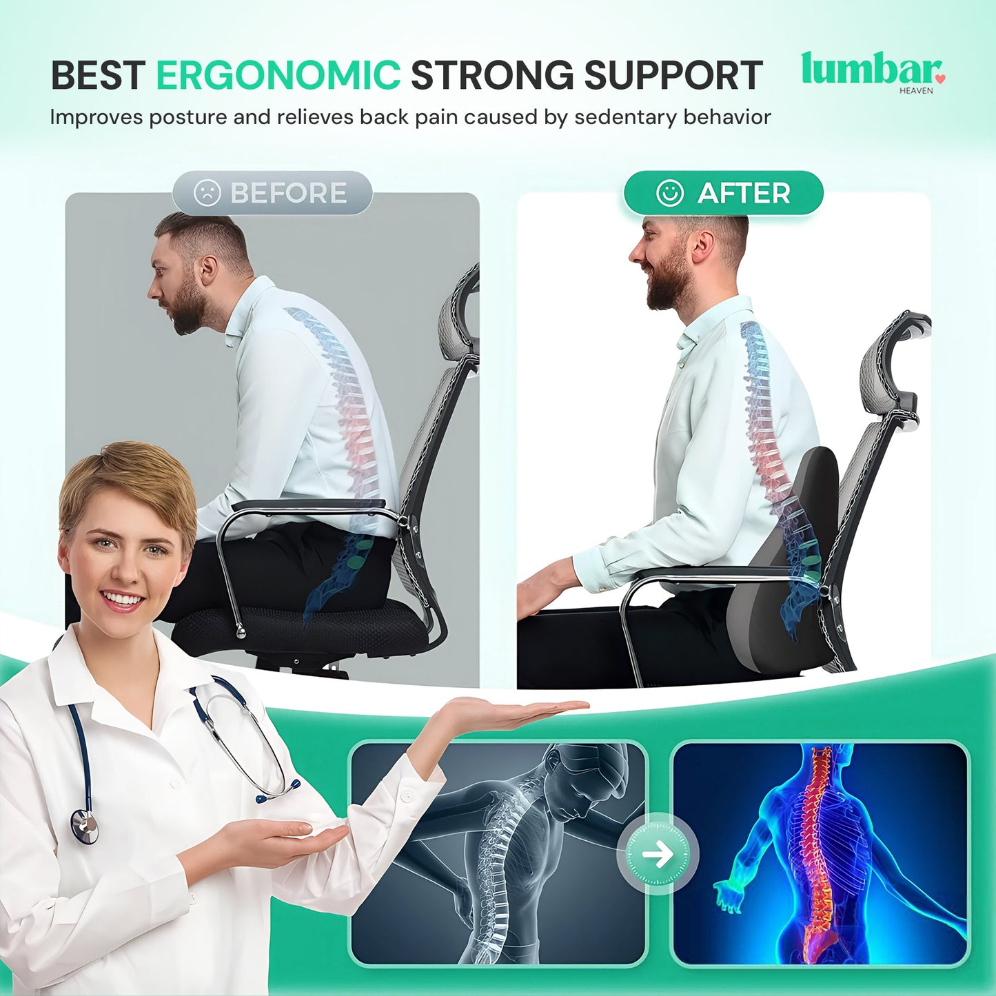 Lumbar Heaven Work From Anywhere Lumbar Support Cushion - Lumbar Heaven