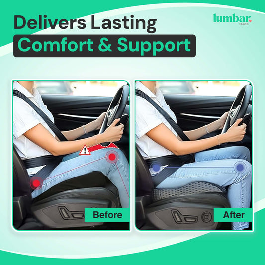 Lumbar Heaven Wedge Memory Foam Car Seat Cushion - Lumbar Heaven