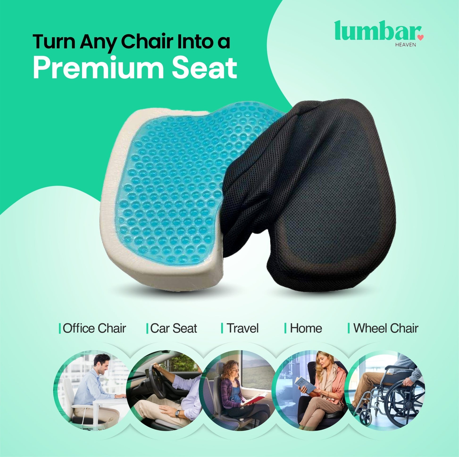 Lumbar Heaven Cooling Memory Foam Seat Cushion - Lumbar Heaven