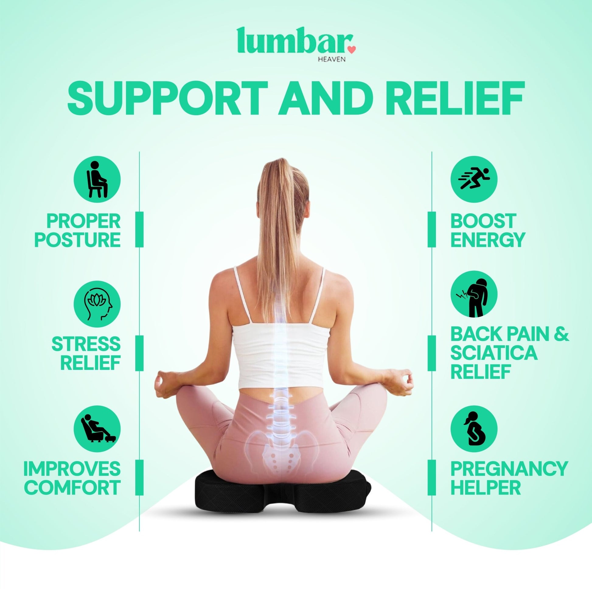 Lumbar Heaven Cooling Memory Foam Seat Cushion - Lumbar Heaven