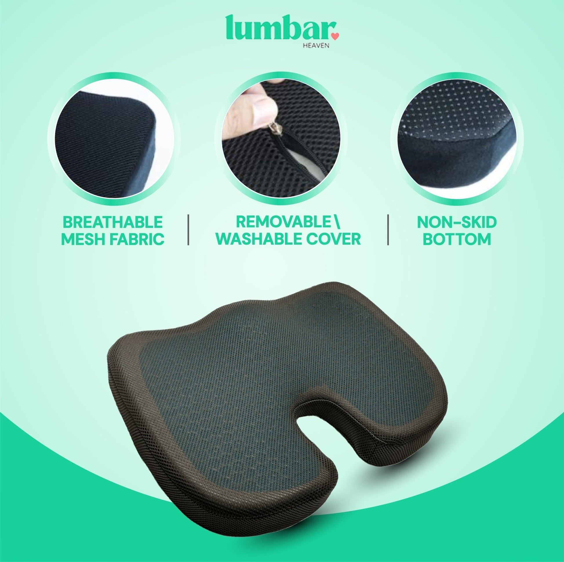 Lumbar Heaven Cooling Memory Foam Seat Cushion - Lumbar Heaven