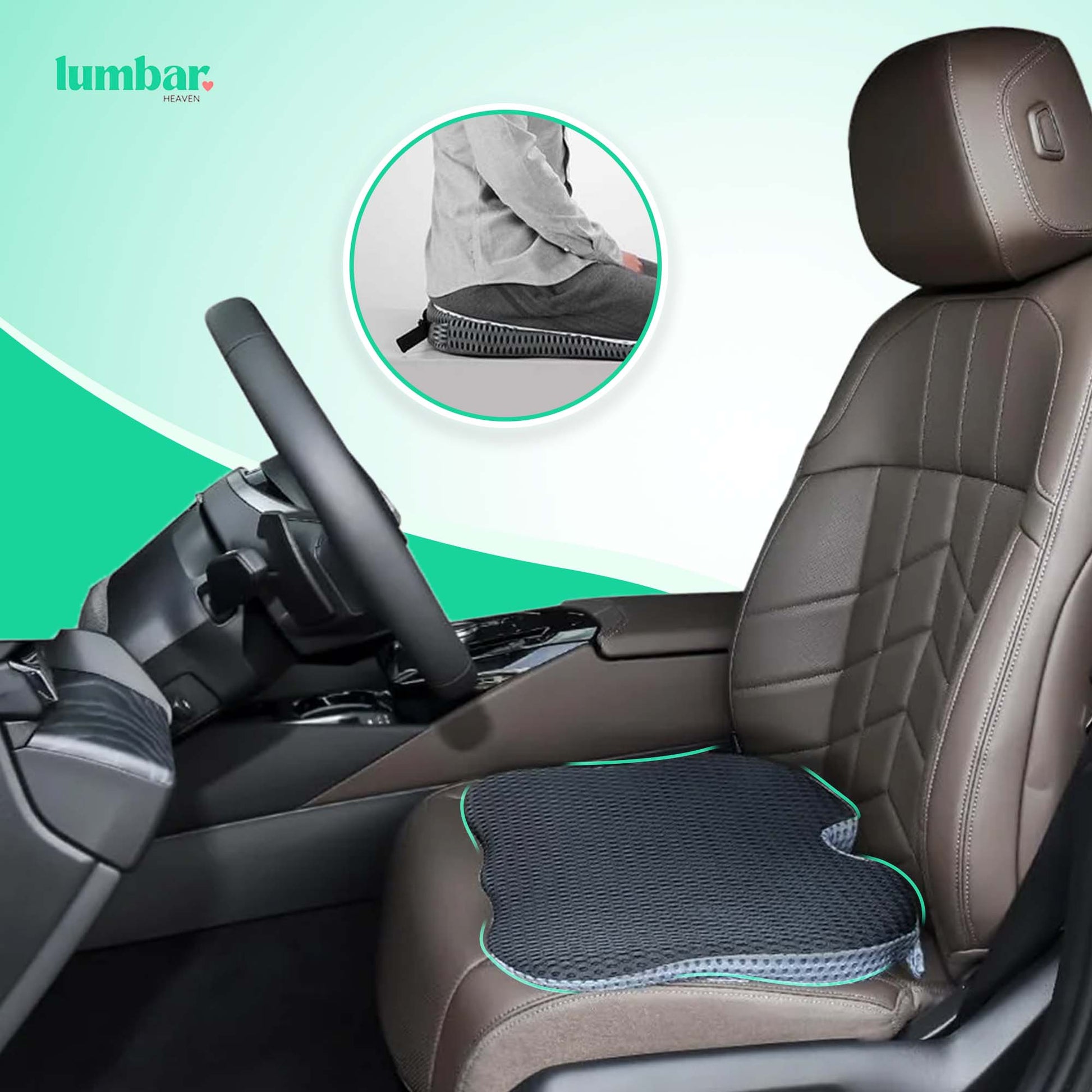 Lumbar Heaven Wedge Memory Foam Car Seat Cushion - Lumbar Heaven