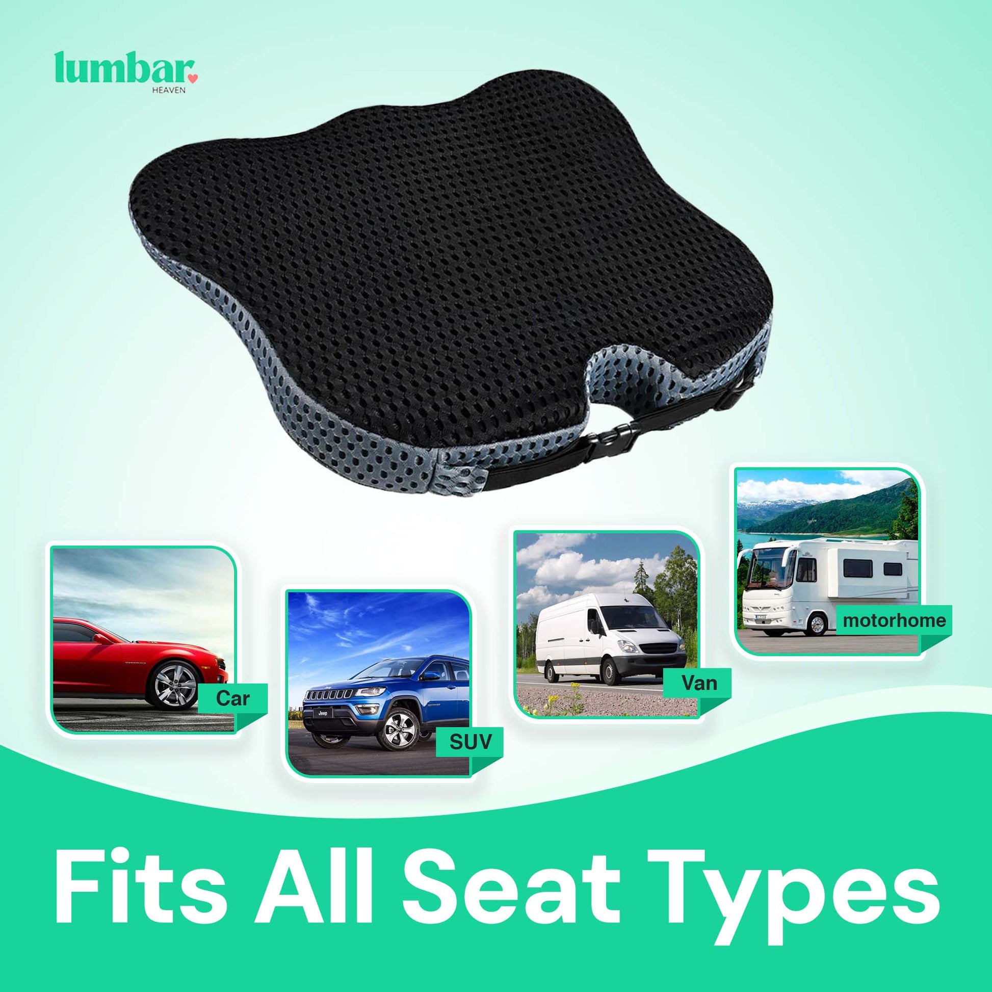 Lumbar Heaven Wedge Memory Foam Car Seat Cushion - Lumbar Heaven