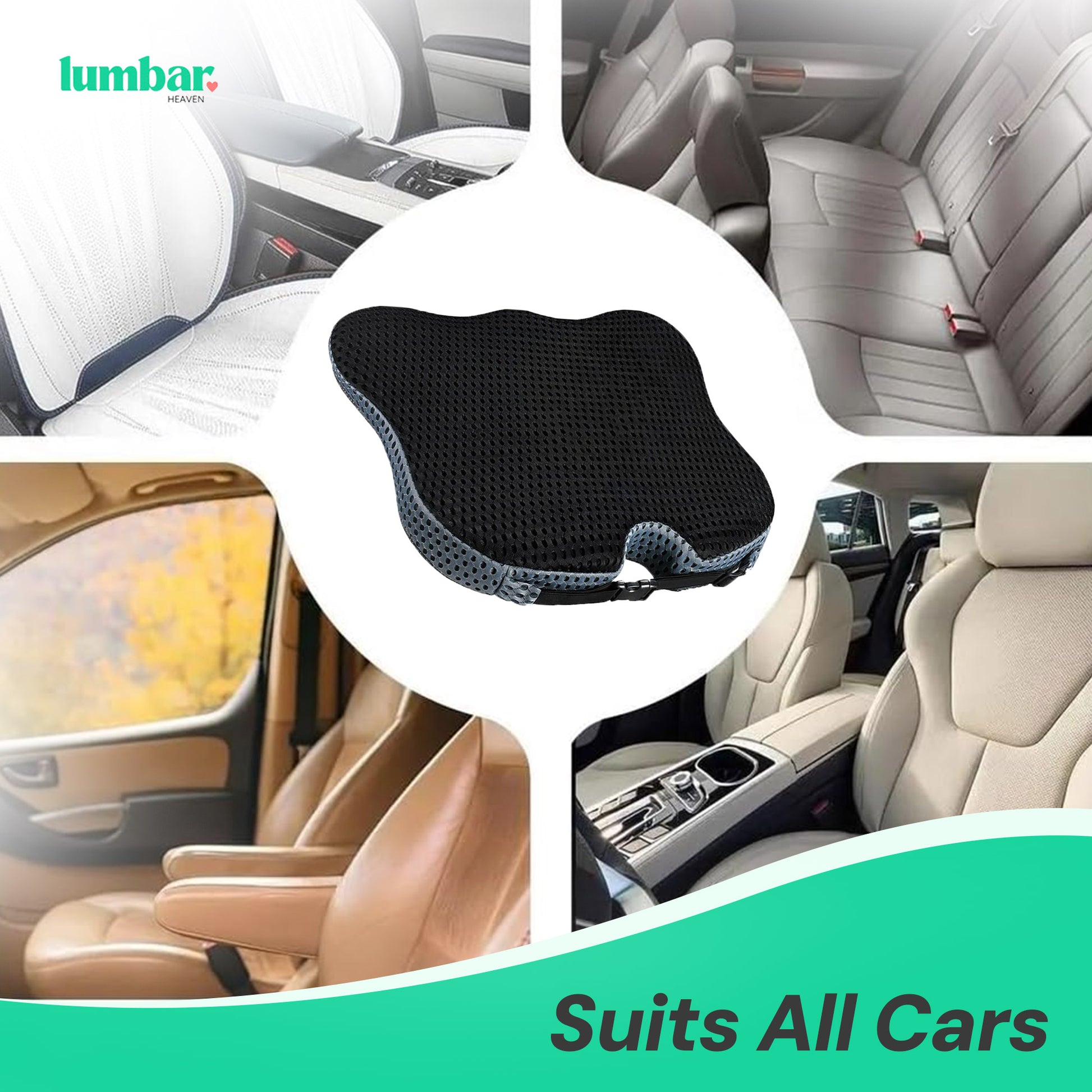 Lumbar Heaven Wedge Memory Foam Car Seat Cushion - Lumbar Heaven